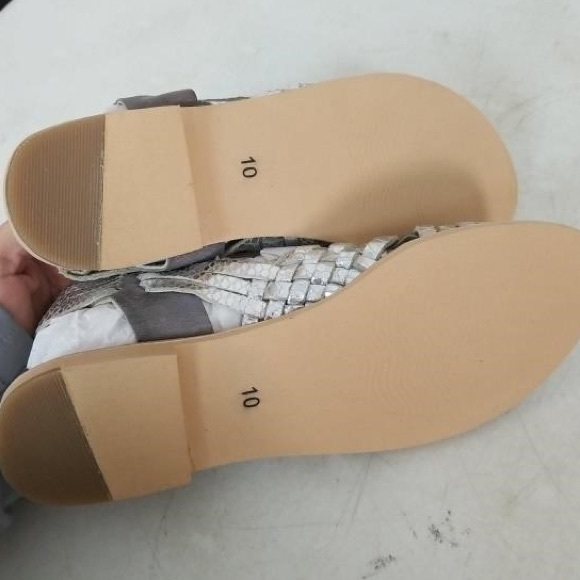 Seychelles Womens Woven Leather Sling Back Flats Sandals silver Size 10M - new - Picture 10 of 10